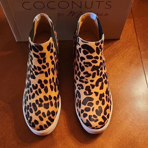Coconuts by Matisse, 8.5, Leopard Animal Print Leather & Fur Ankle Slip On Boots - Picture 4 of 7